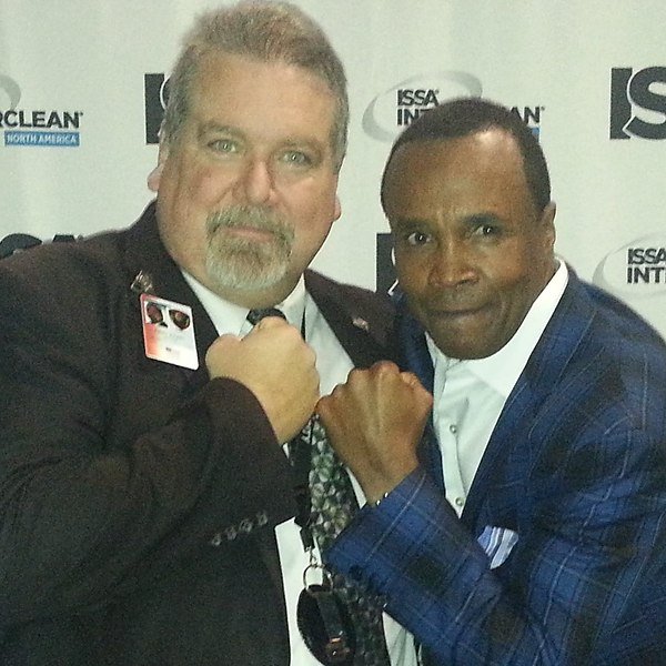 Kevin Jordan of American Central Force on protection detail with Sugar Ray Leonard